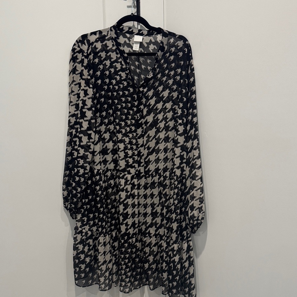 H&M Monochrome Houndstooth Pattern Dress